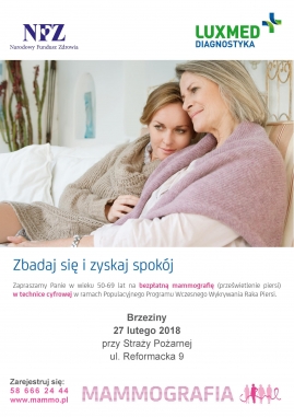 Bezpłatne badania mammograficzne
