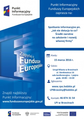 Spotkanie informacyjne pn. „Jak nie dotacja to co? Środki zwrotne na założenie i rozwój własnej firmy”